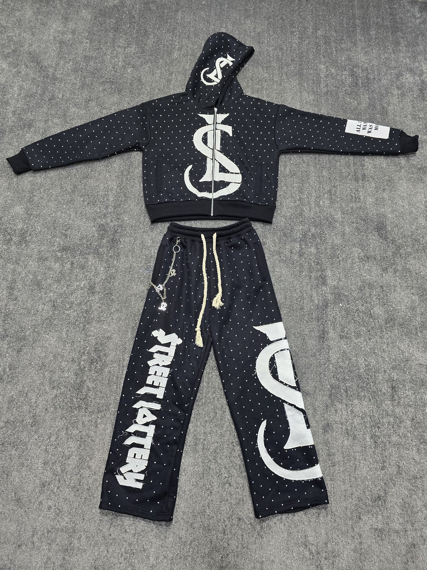 Black/White $L Rhinestone Set💎🏚️