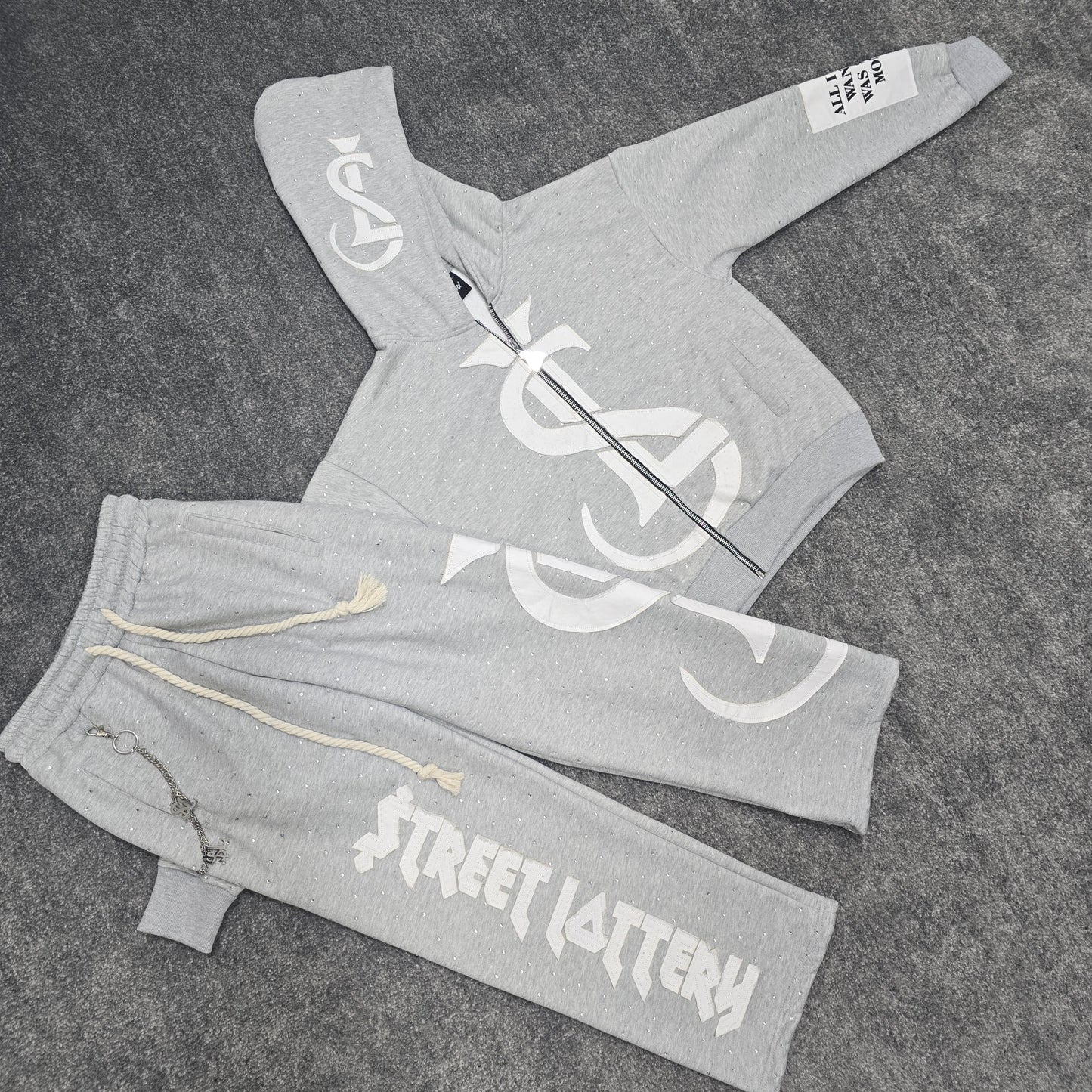 Grey $L Rhinestone Set💎🏚️