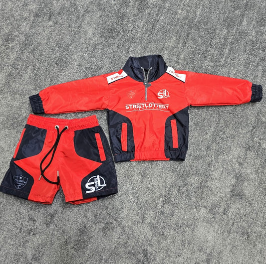 Kids Street Lottery 90’s Windbreaker Set - Red