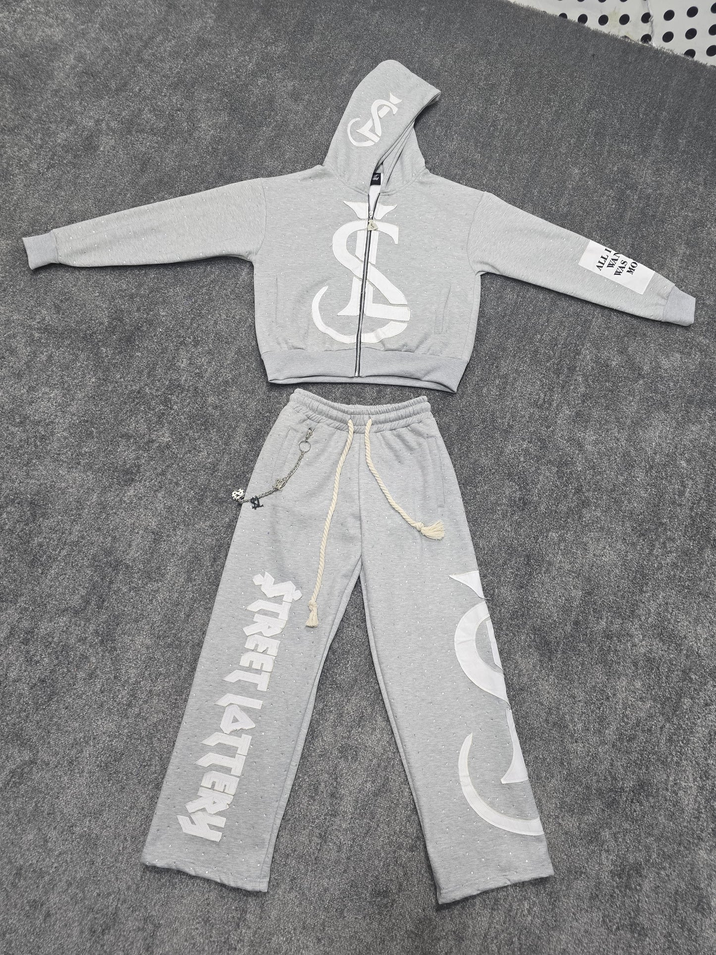 Grey $L Rhinestone Set💎🏚️